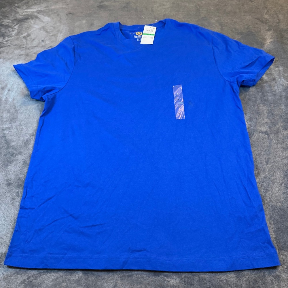 Club Room Lazulite Blue 100% Cotton Crew Neck Short Sleeve T-Shirt Mens Large